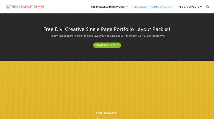 Free Divi Creative Single Page Portfolio Layout Pack Day #58 layout #1