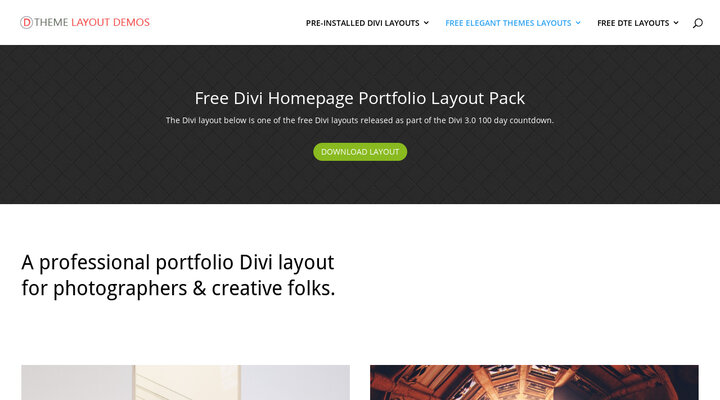 Free Divi Homepage Portfolio Layout Pack - Divi 3.0 Day #56 layout #1
