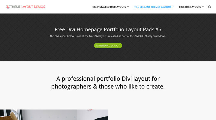 Free Divi Homepage Portfolio Layout Pack - Divi 3.0 Day #56 layout #5