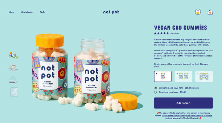 Not Pot CBD Gummies - Vegan + USA Hemp - NotPot.com