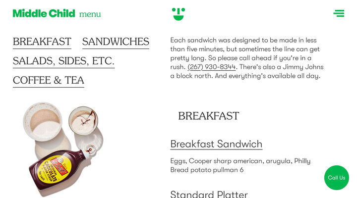 Menu — Middle Child