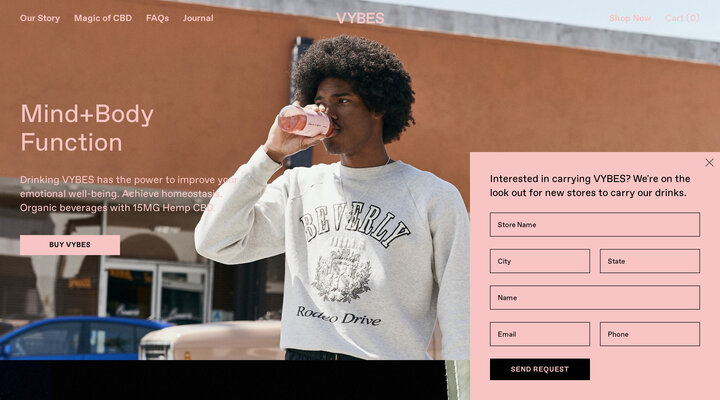 VYBES organic beverages are made with hemp CBD, which has a powerful effect on the emotional well-being of the mind & body. Made in Los Angeles.