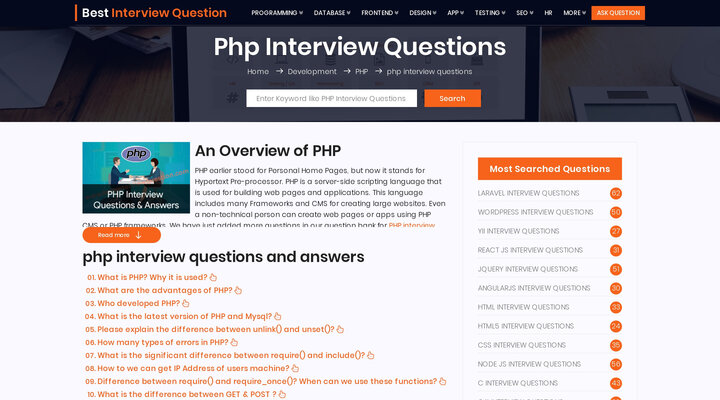 Php Array Oops Coding Logical Php Interview Questions and Answers for Experienced Candidates