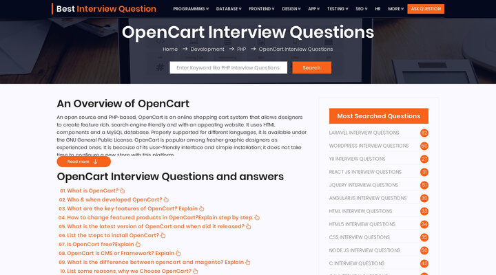 Opencart Interview Questions - Opencart Interview Questions and Answers For Experienced