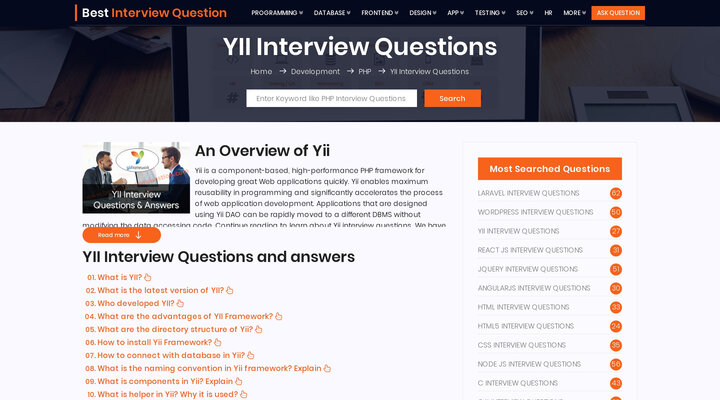 Yii Interview Questions - Yii Framework Interview Questions and Answers For Experienced