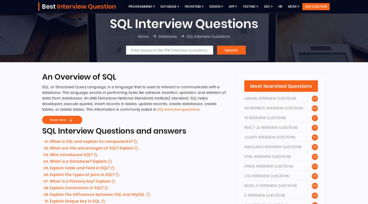SQL Interview Questions - SQL Interview Questions and Queries For Experienced, Fresher