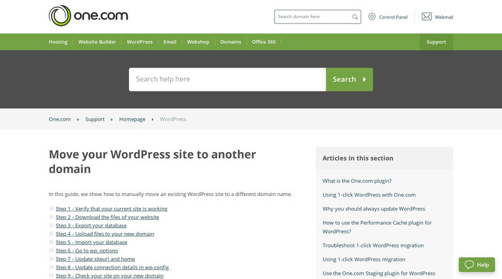 Move your WordPress site to another domain – Support | One.com