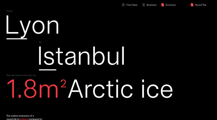 The CO₂ emissions for flying to IST