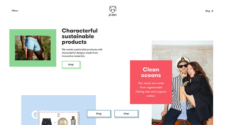 For men with character. Organic cotton T-shirts and underwear, 100% recycled polyester swimwear - A-dam Underwear