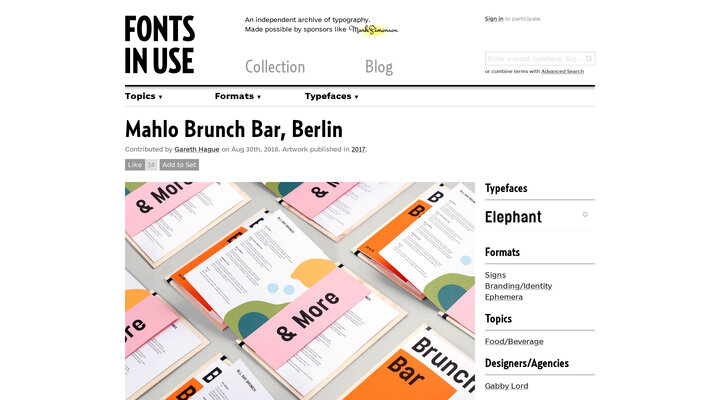 Mahlo Brunch Bar, Berlin - Fonts In Use
