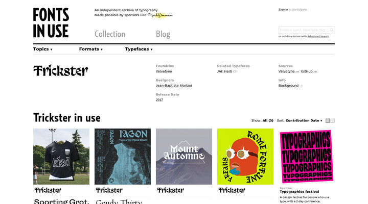Trickster in use - Fonts In Use