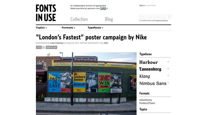 “London’s Fastest” poster campaign by Nike - Fonts In Use