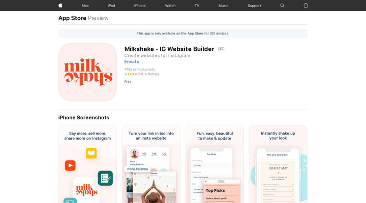 ‎Milkshake - IG Website Builder on the App Store
