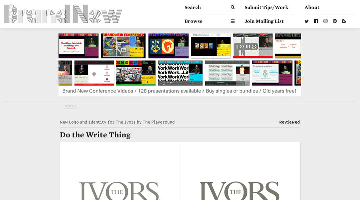 Brand New: New Logo and Identity for The Ivors by The Playground