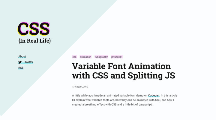 CSS { In Real Life } | Variable Font Animation with CSS and Splitting JS