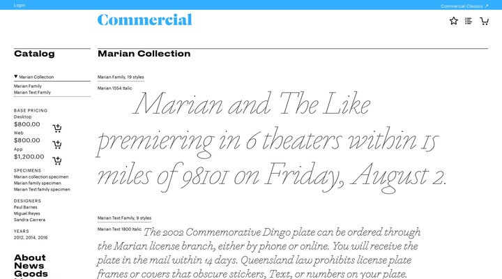 Commercial Type » Catalog » Marian Collection
