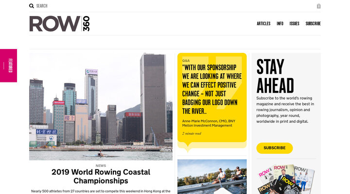 Row360 · The independent global rowing magazine, Row360 is written by rowers, for rowers. Our mission statement is simple: to present the sport in a new light; to excite, invigorate and enlighten.