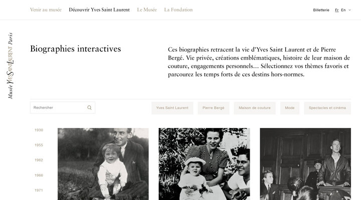 Biographies interactives - Musée Yves Saint Laurent Paris