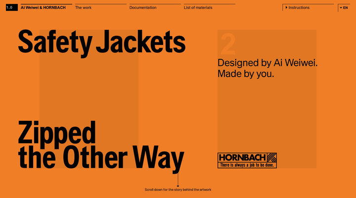 Safety Jackets Zipped the Other Way by HORNBACH and Ai Weiwei