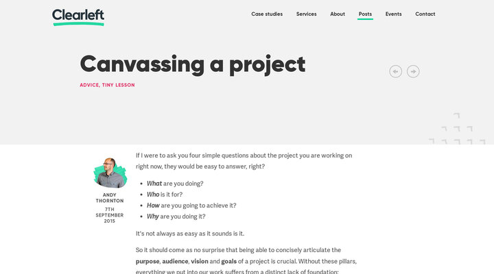 Canvassing a project | Clearleft