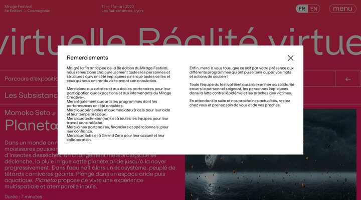 Réalité virtuelle — Mirage Festival