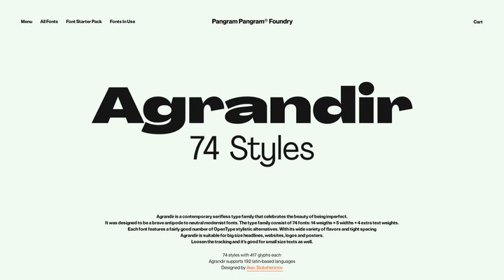 Agrandir - Free to Try Font with 74 Styles – Pangram Pangram Foundry