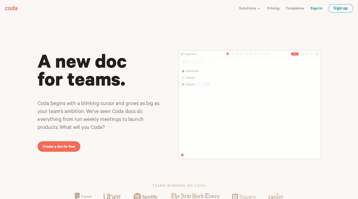 Coda | A new doc for teams.