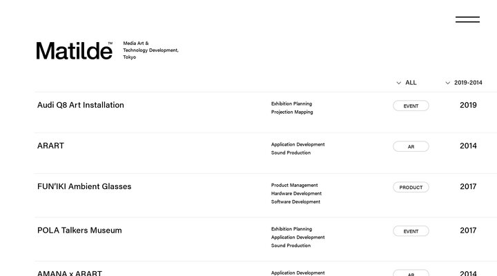 Matilde™ ｜ Media Art & Technology Development, Tokyo