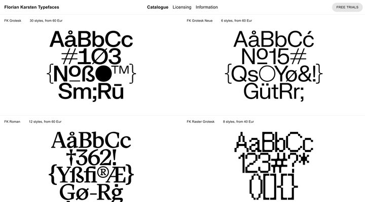 Catalogue | Florian Karsten Typefaces