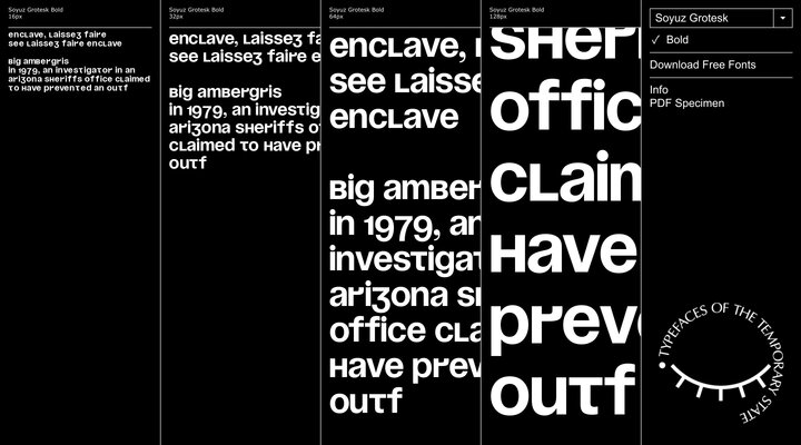 Soyuz Grotesk | Typefaces of The Temporary State