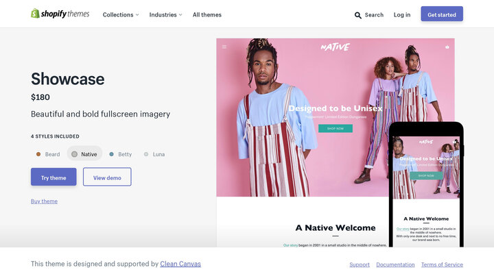 Showcase Theme - Native - Ecommerce Website Template
