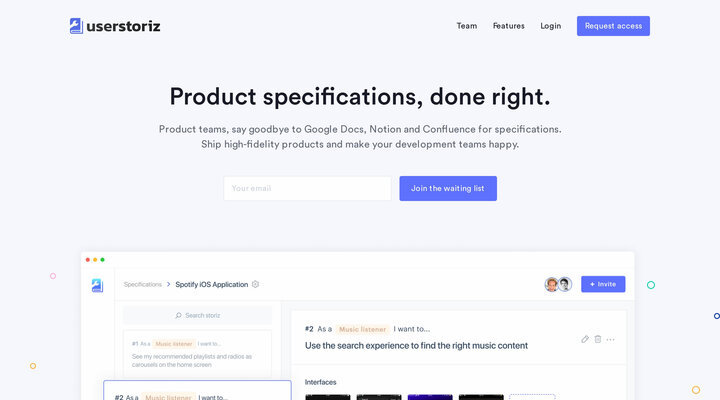 userstoriz | Product specifications, done right