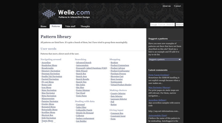 Interaction Design Pattern Library - Welie.com