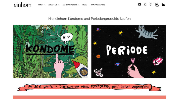 einhorn | vegane und nachhaltige Kondome und Periodenprodukte kaufen