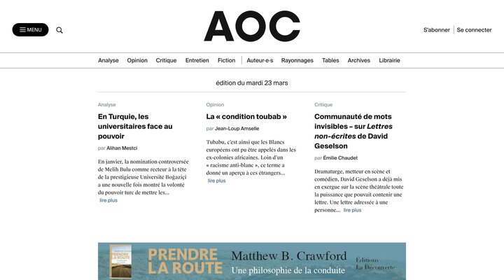 AOC media - Analyse Opinion Critique | AOC est un quotidien d'auteurs en ligne, écrit par des chercheurs, des intellectuels, des écrivains et... des journalistes