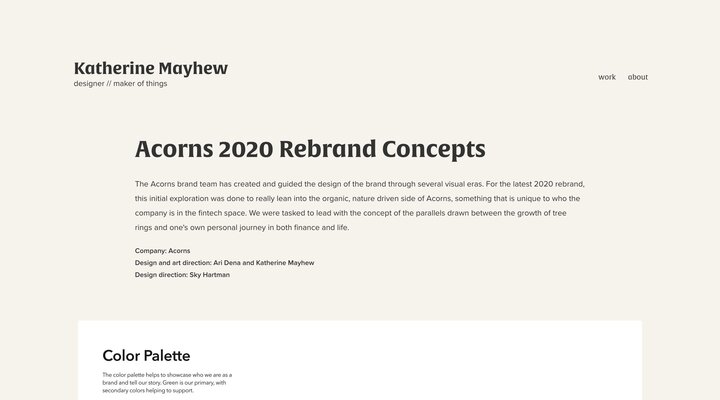 Katherine Mayhew - Acorns 2020 Rebrand Concepts
