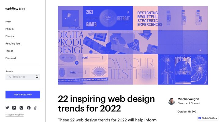 22 inspiring web design trends for 2022 | Webflow Blog