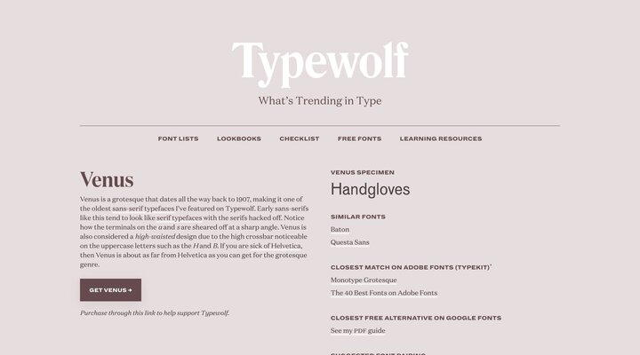 Venus Font Combinations & Free Alternatives · Typewolf