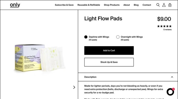 Light Flow Pads - Only organic cotton pads