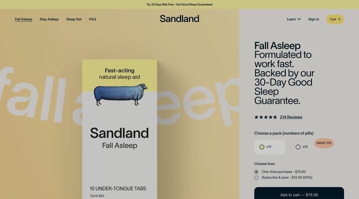 Natural Sleep Supplement Pills | Fall Asleep | Sandland Sleep