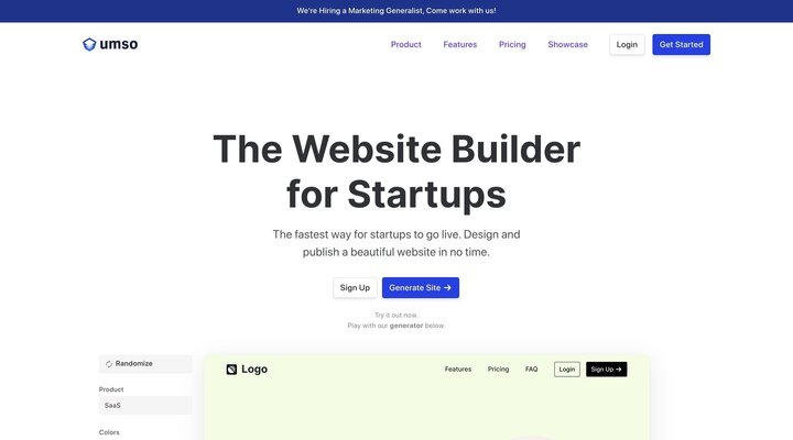 Umso - The Website Builder for Startups