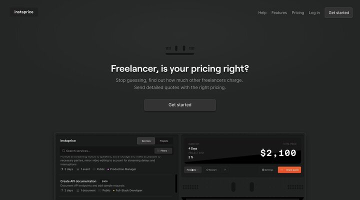 instaprice | Freelance quotes calculator