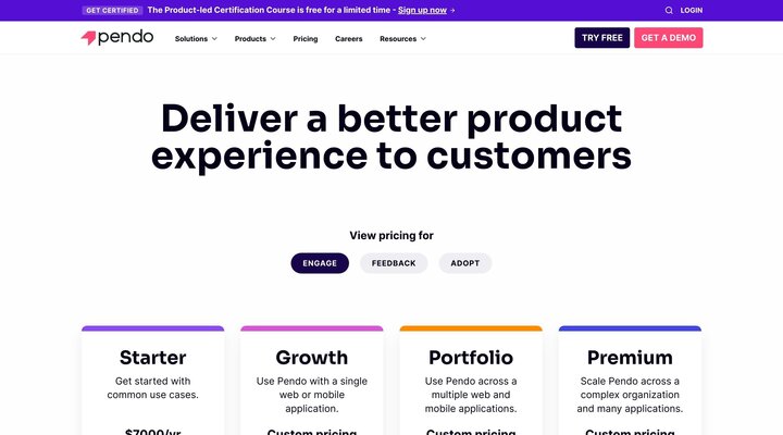 View pricing for Pendo Engage product experience solutions | Pendo.io