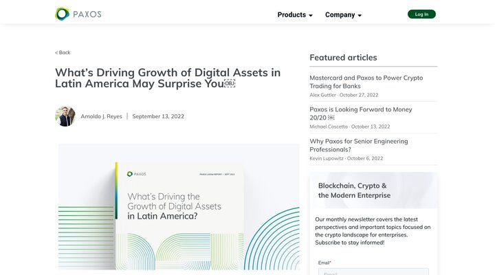 What’s Driving Growth of Digital Assets in Latin America May Surprise You￼ - Paxos