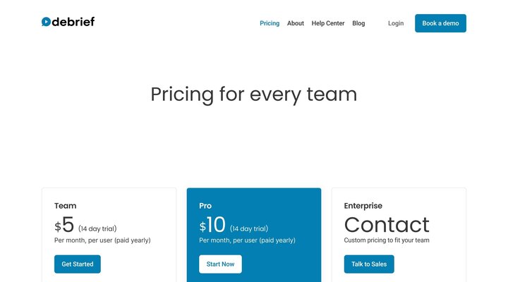Get Started with Debrief Today | Debrief Pricing