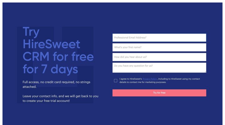 HireSweet - Free trial