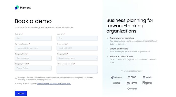 Pigment - Book a demo