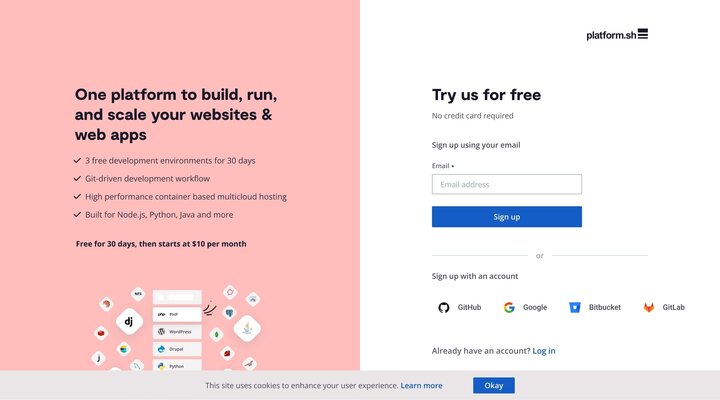 Register on Platform.sh