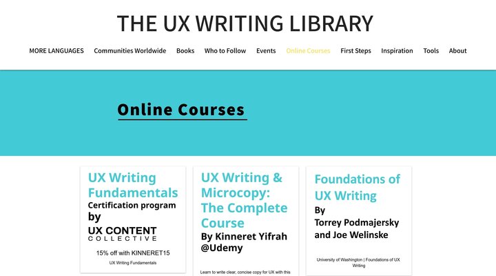 Online Courses | UX Writing Resource Library