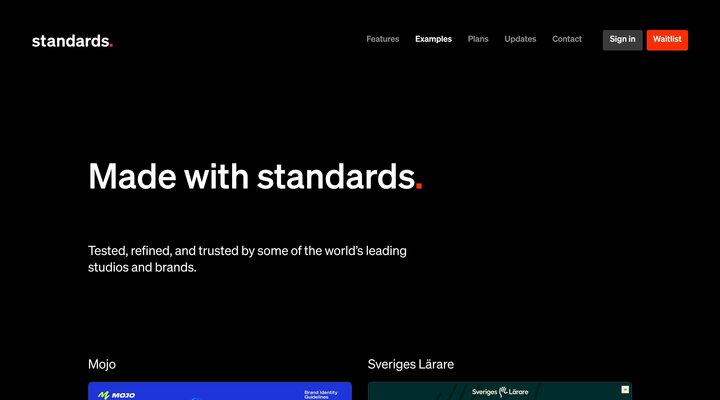 Examples of online guidelines built with Standards
